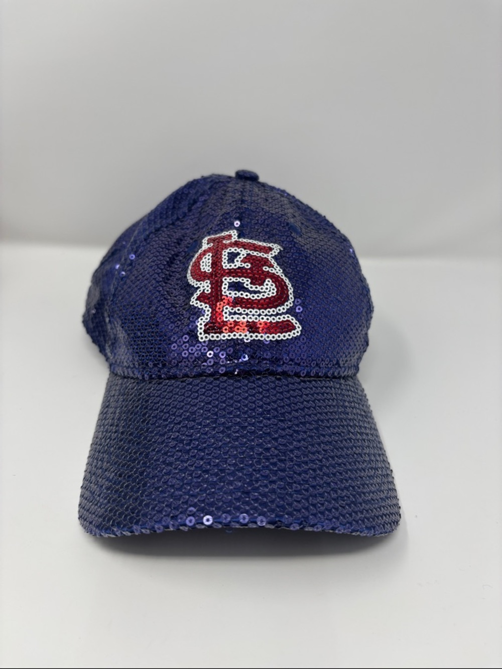 Navy Sequin Baseball Cap Red & White Embroidered Logo Pink new era st louis